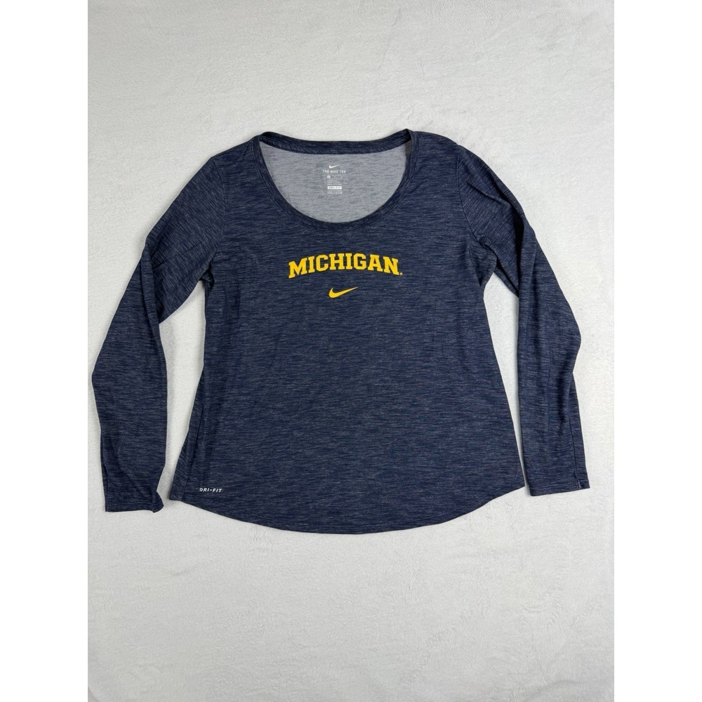 University Of Michigan Wolverines Nike Dri-Fit Shirt Women’s L Long Sleeve Blue